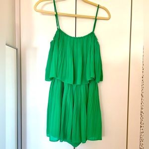 Fun and Flirty Romper by Naked Zebra. Size MEDIUM. Kelly-Green Crepe fabric.